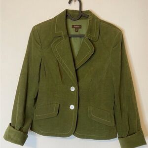 Tesori Olive Women's Blazer with White Buttons